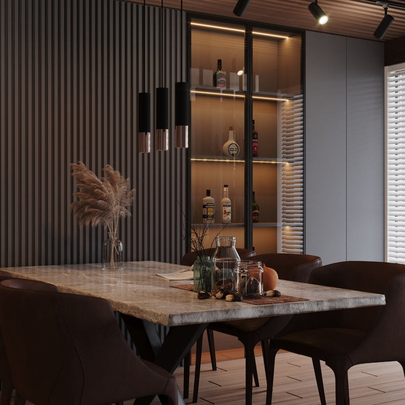 Lampe suspendue Duo Metallic 3P noir/cuivre