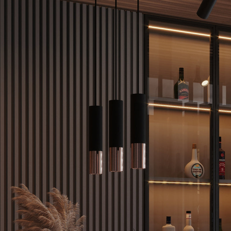 Lampe suspendue Duo Metallic 3P noir/cuivre