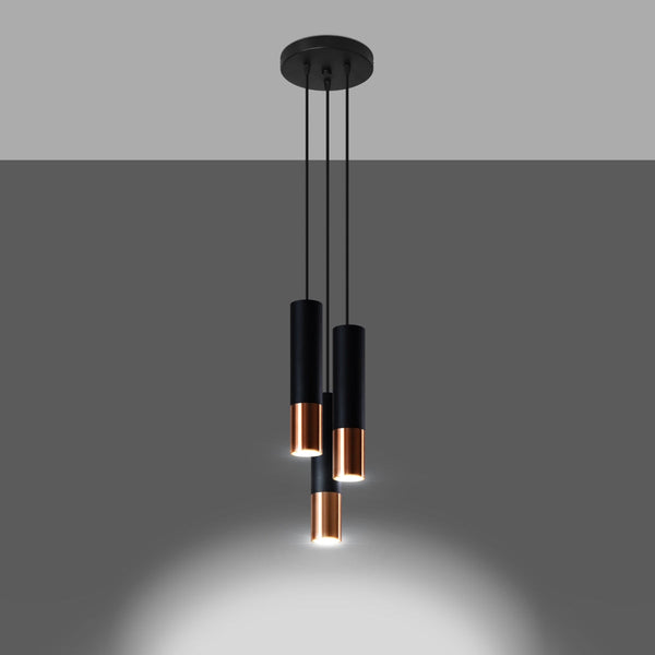 Lampe suspendue Duo Metallic 3P noir/cuivre