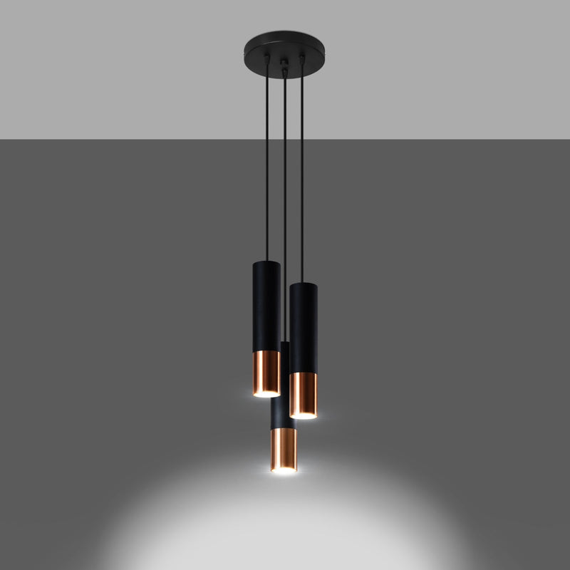 Lampe suspendue Duo Metallic 3P noir/cuivre