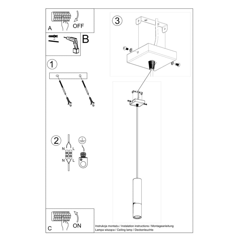 Lampe suspendue Duo Metallic 1 noir/doré