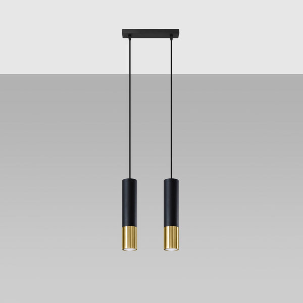 Lampe suspendue Duo Metallic 2 noir/doré
