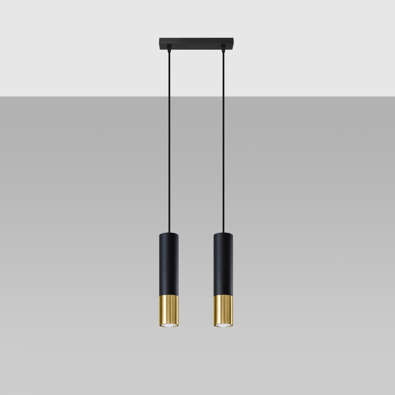Lampe suspendue Duo Metallic 2 noir/doré