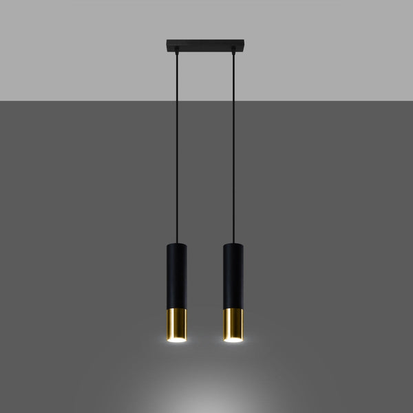 Lampe suspendue Duo Metallic 2 noir/doré