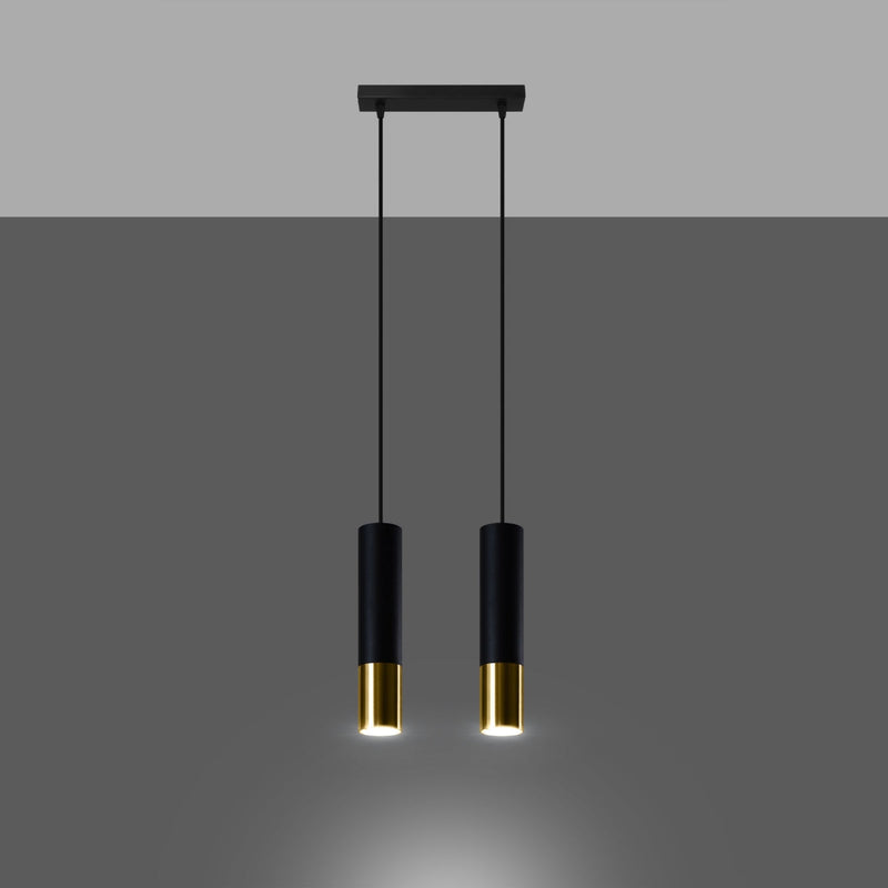 Lampe suspendue Duo Metallic 2 noir/doré