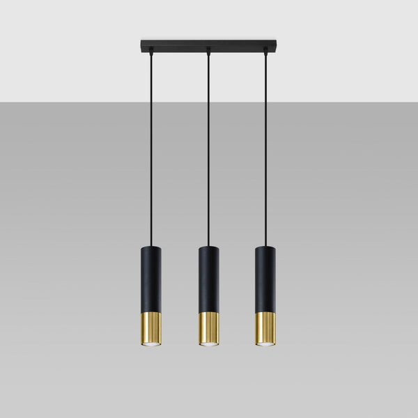 Lampe suspendue Duo Metallic 3L noir/doré