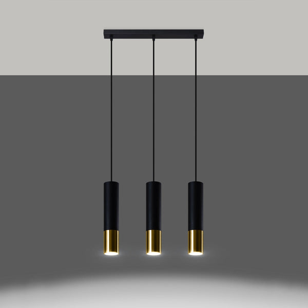 Lampe suspendue Duo Metallic 3L noir/doré