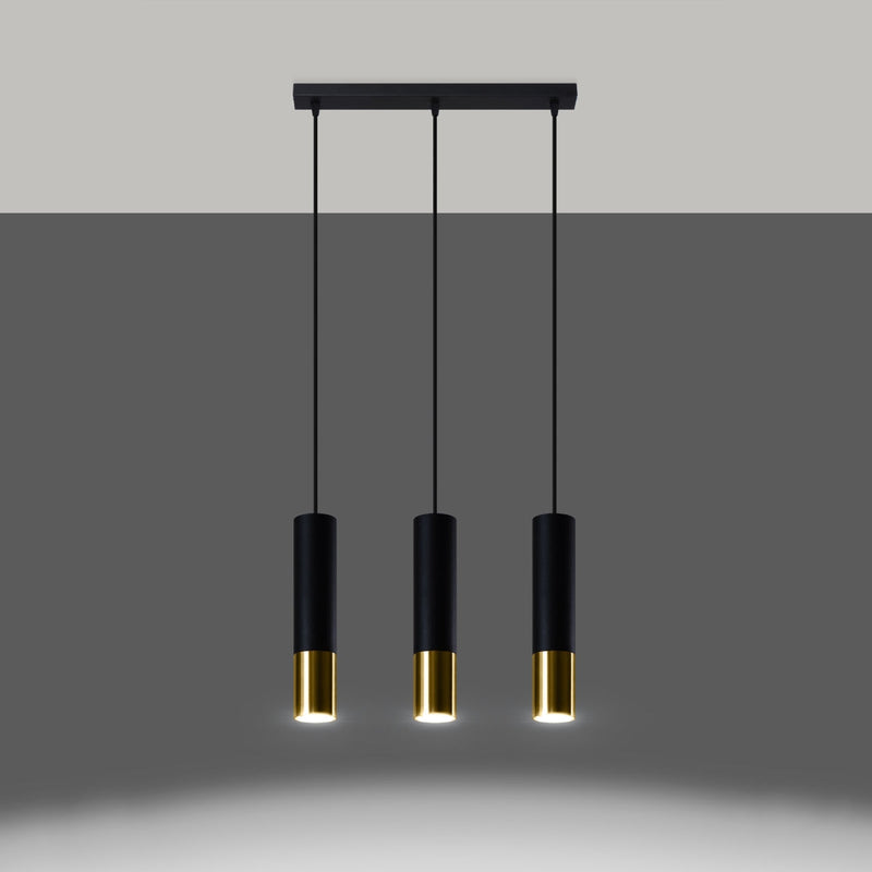 Lampe suspendue Duo Metallic 3L noir/doré