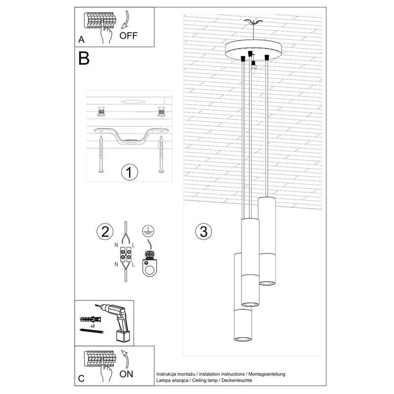 Lampe suspendue Duo Metallic 3P noir/doré