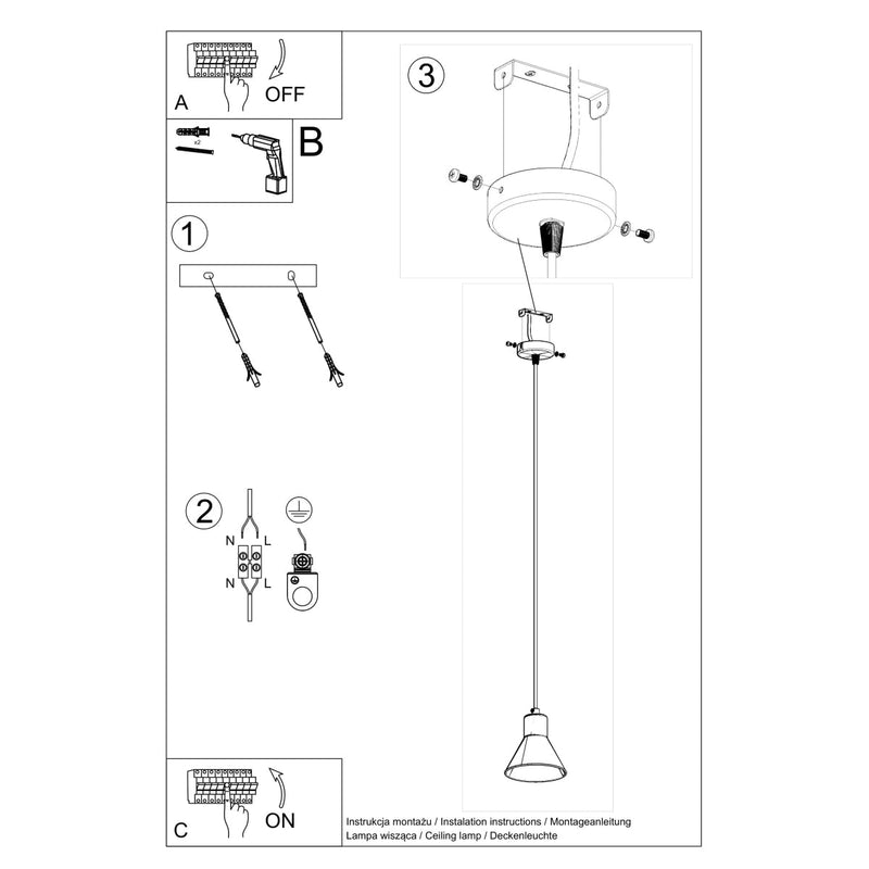 Lampe pendante Conique 1 blanc [E27]