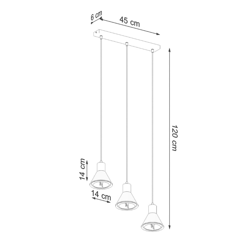 Lampe pendante Conique 3 noir [ES111]