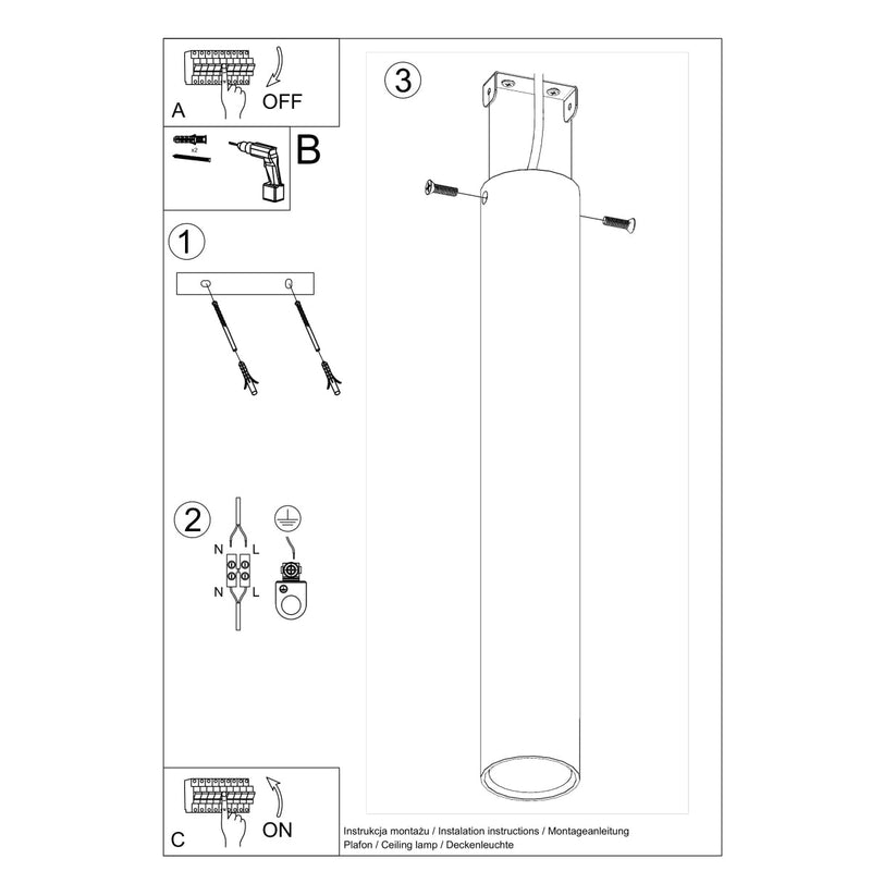 Plafonnier Tube 40 blanc
