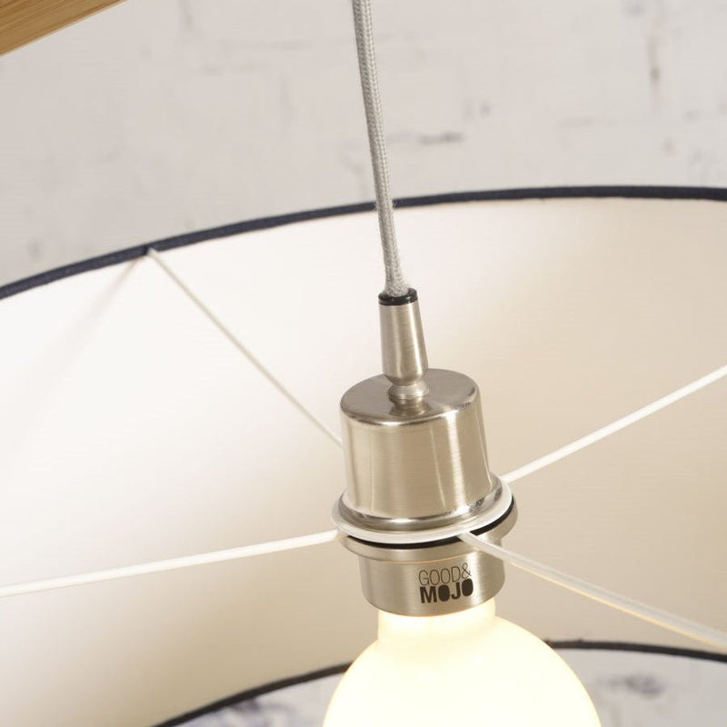 Lampadaire Montblanc Bambou et Lin Noir 218 cm