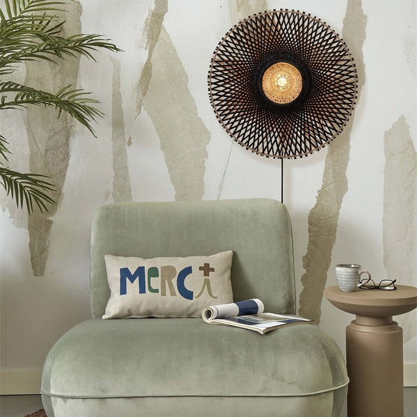 Applique Murale Kalimantan Bambou Noir et Naturel 60 cm