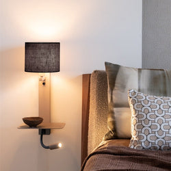 Applique Murale Florence avec Lampe de Lecture Sable et Noir