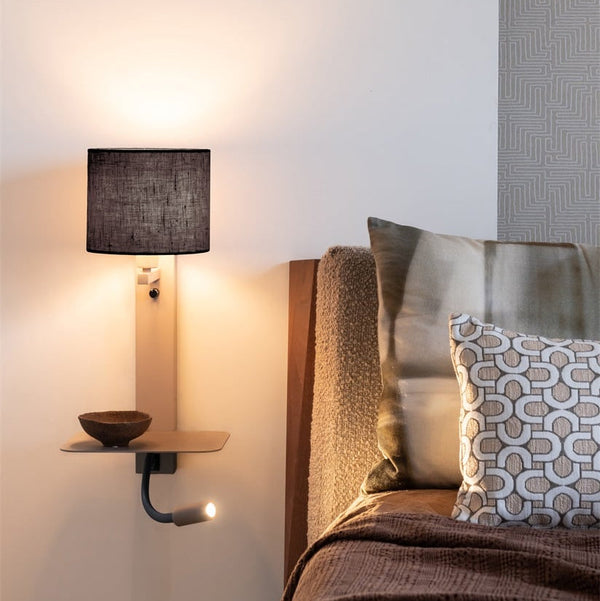 Applique Murale Florence avec Lampe de Lecture Sable et Noir