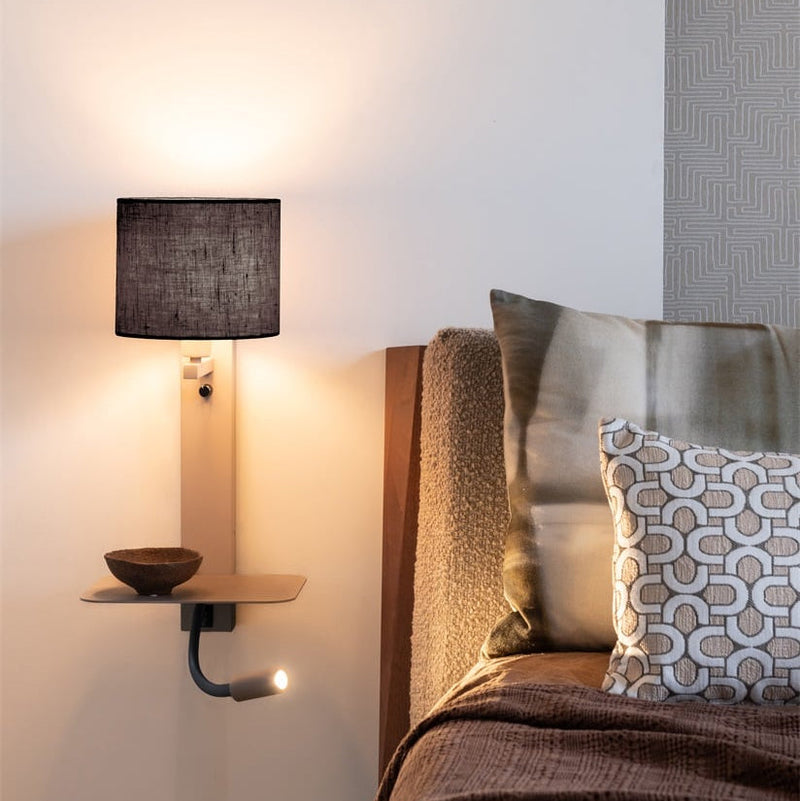 Applique Murale Florence avec Lampe de Lecture Sable et Noir