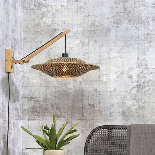 Applique Murale Bali Bambou Naturel et Noir 44 cm