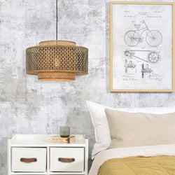 Suspension Bhutan Bambou et Fer Noir Naturel Ø50 cm