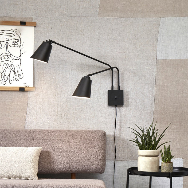 Applique Murale Bremen 2 Bras Fer Noir