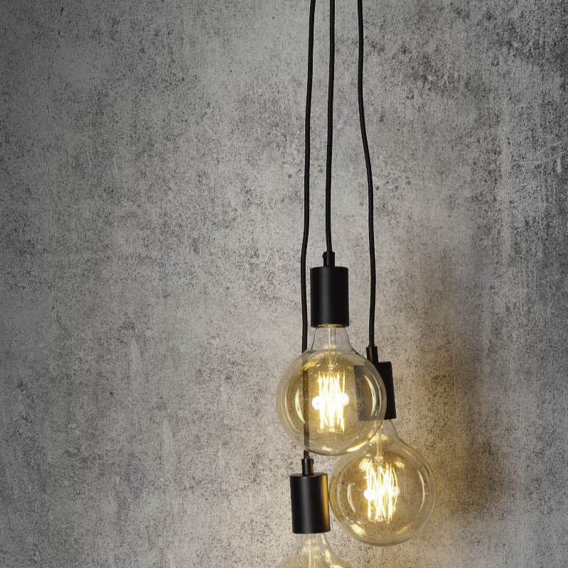 Suspension Oslo 3 Lampes Câble Textile Noir
