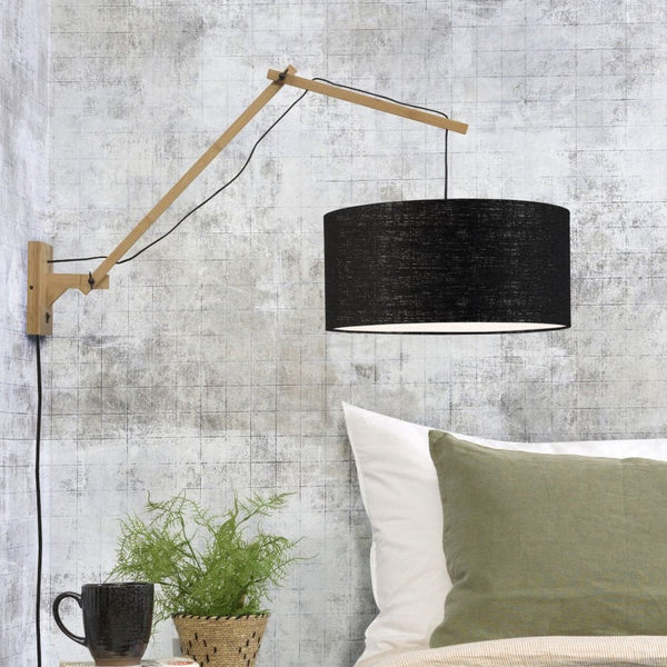 Applique Murale Andes Bambou Naturel et Écolin Noir 47x23 cm L