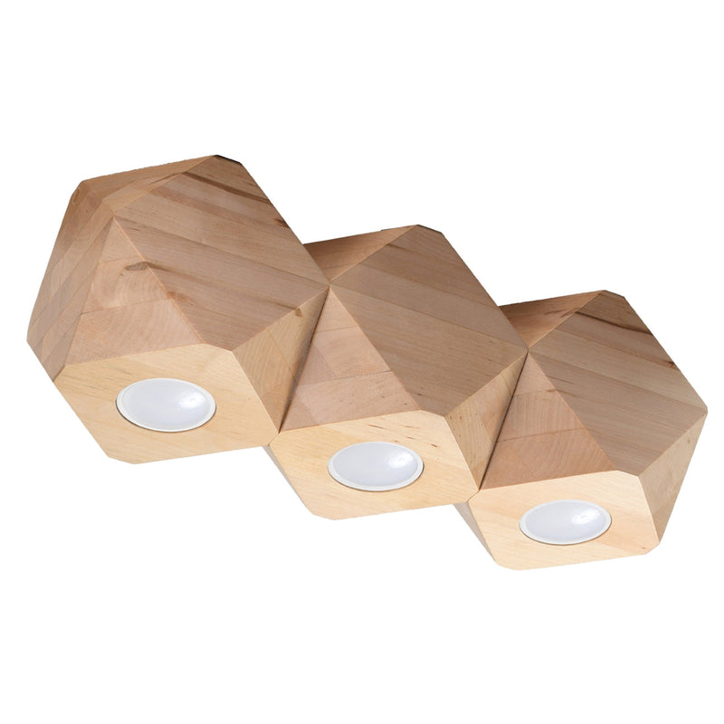 [EXP] Plafonnier Multi-Facettes 3 en bois naturel