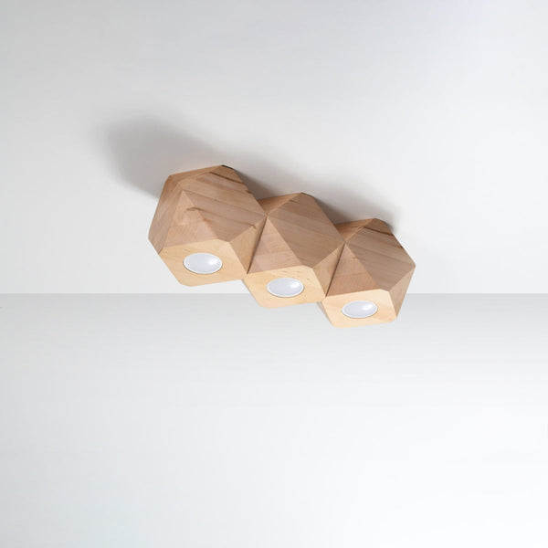 [EXP] Plafonnier Multi-Facettes 3 en bois naturel
