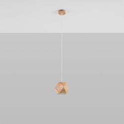 Lampe pendante Multi-Facettes bois naturel