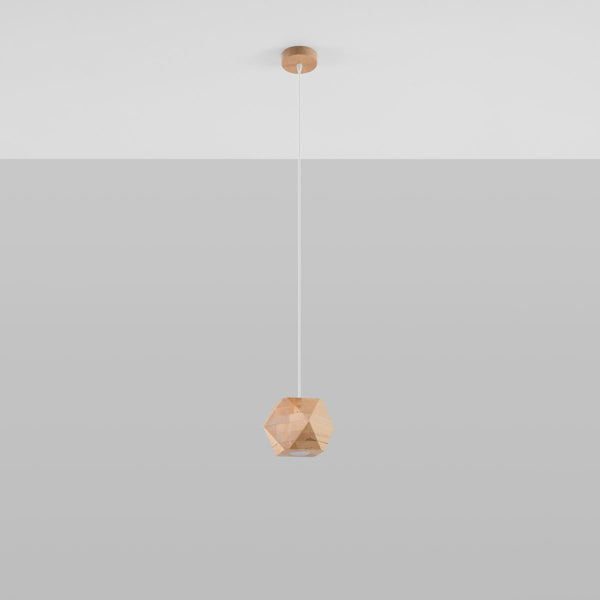 Lampe pendante Multi-Facettes bois naturel