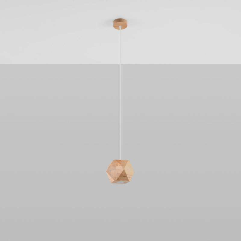 Lampe pendante Multi-Facettes bois naturel