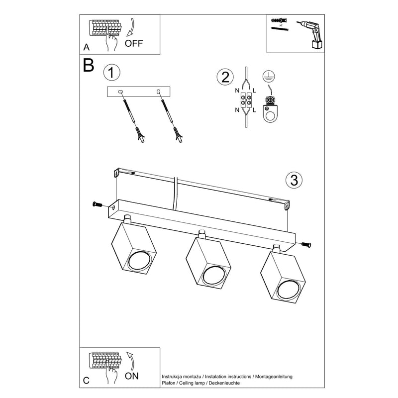 Plafonnier Facette Cubique 3 en chêne