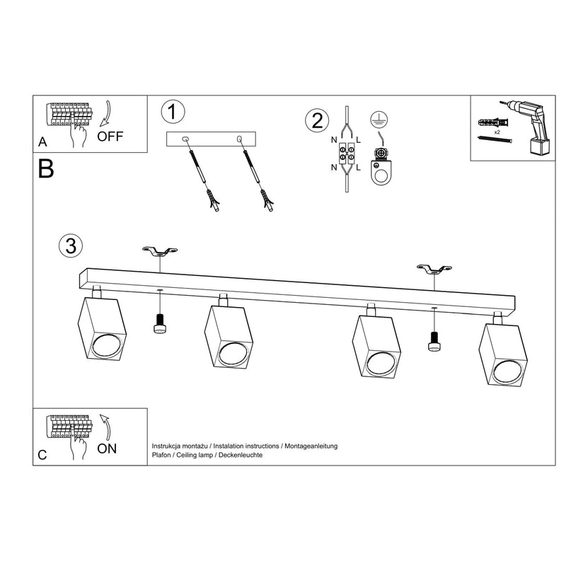 Plafonnier Facette Cubique 4 en chêne