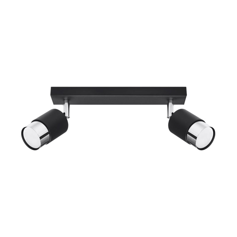 Plafonnier Double Cylindre 2 noir/chrome