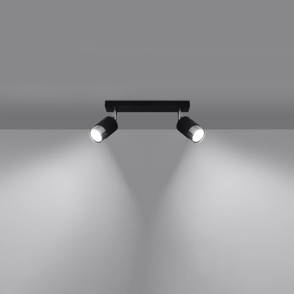 Plafonnier Double Cylindre 2 noir/chrome