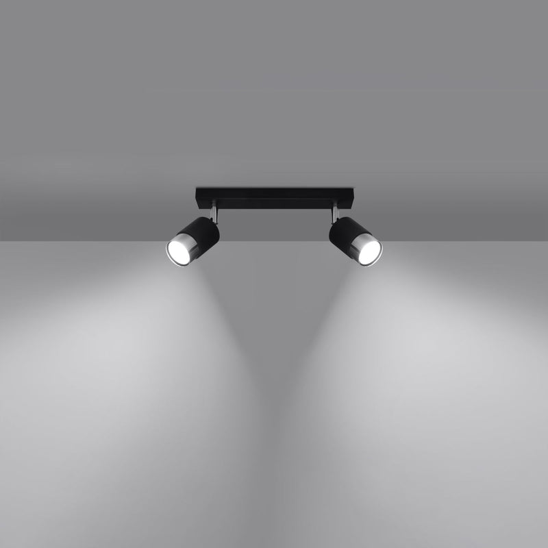 Plafonnier Double Cylindre 2 noir/chrome