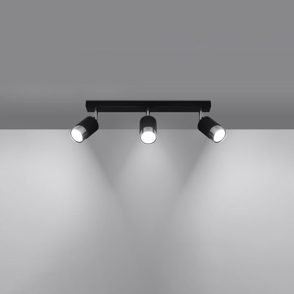 Plafonnier Double Cylindre 3 noir/chrome