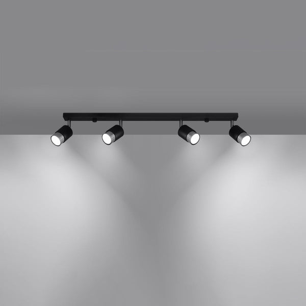 Plafonnier Double Cylindre 4 noir/chrome