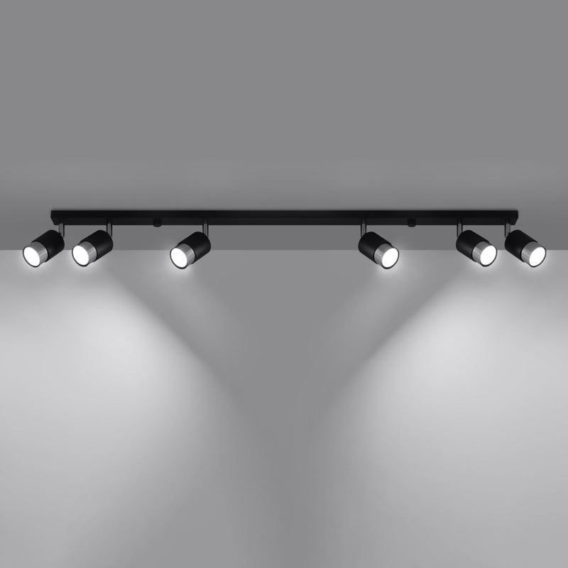 Plafonnier Double Cylindre 6 noir/chrome