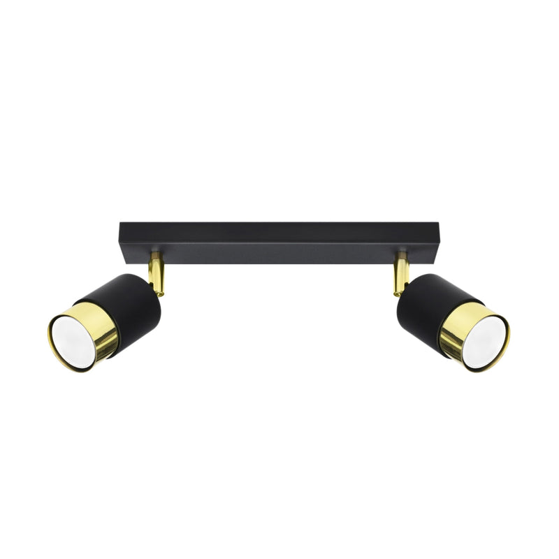 Plafonnier Double Cylindre 2 noir/doré
