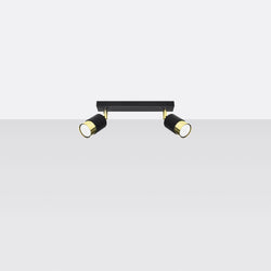 Plafonnier Double Cylindre 2 noir/doré