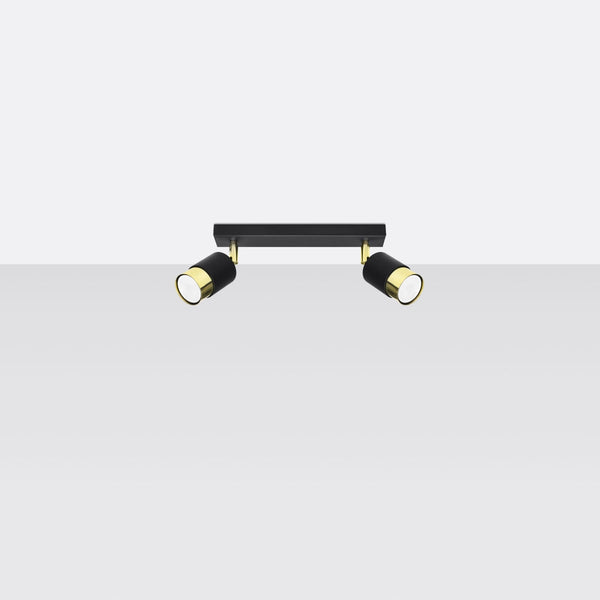 Plafonnier Double Cylindre 2 noir/doré
