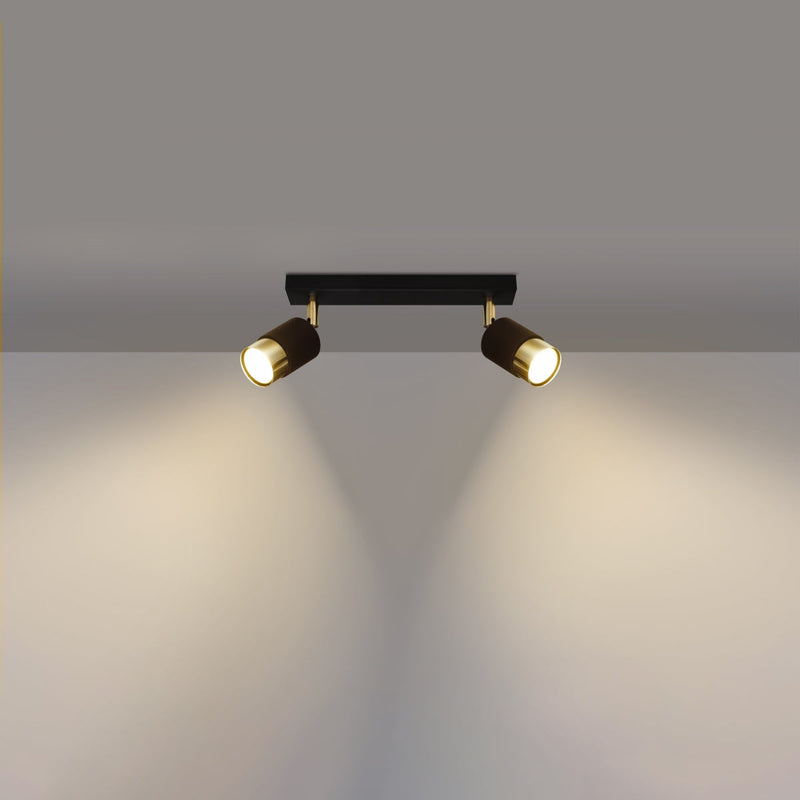 Plafonnier Double Cylindre 2 noir/doré