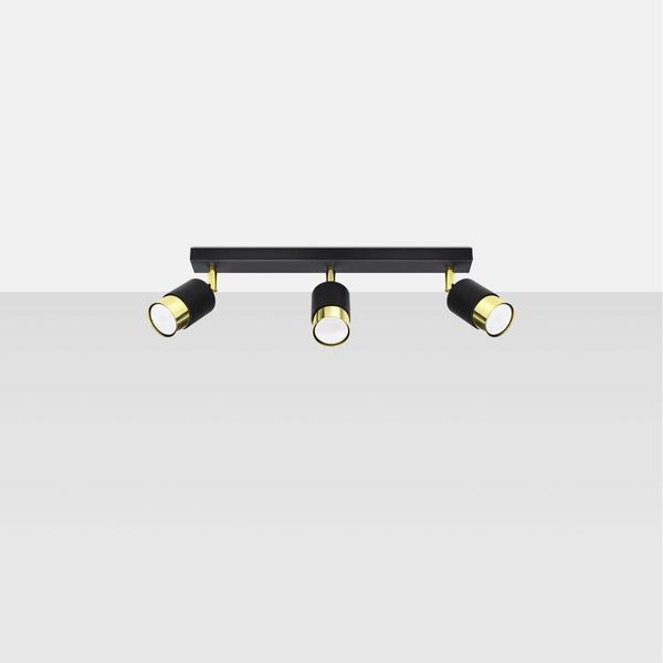 Plafonnier Double Cylindre 3 noir/doré