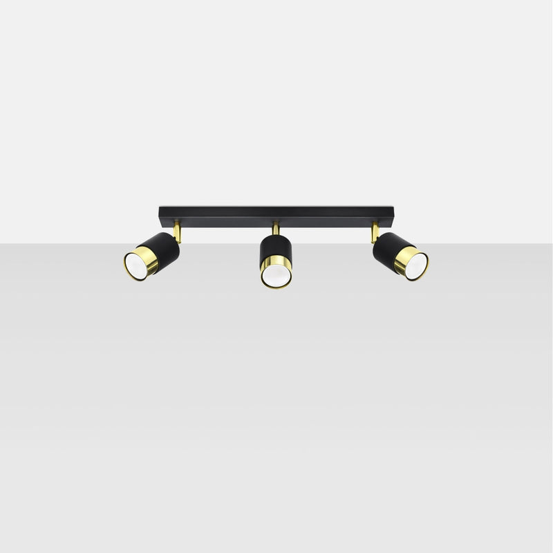 Plafonnier Double Cylindre 3 noir/doré