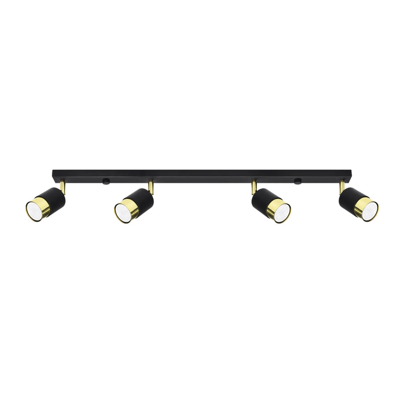 Plafonnier Double Cylindre 4 noir/doré