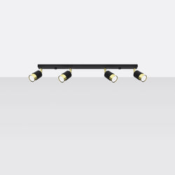Plafonnier Double Cylindre 4 noir/doré