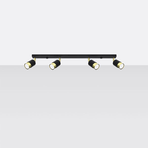 Plafonnier Double Cylindre 4 noir/doré