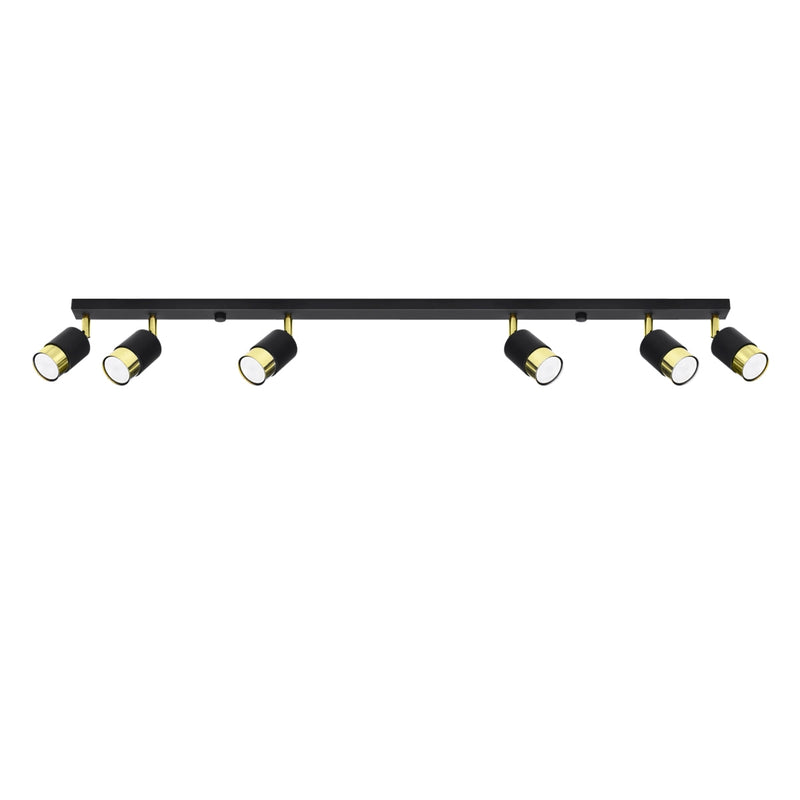 Plafonnier Double Cylindre 6 noir/doré