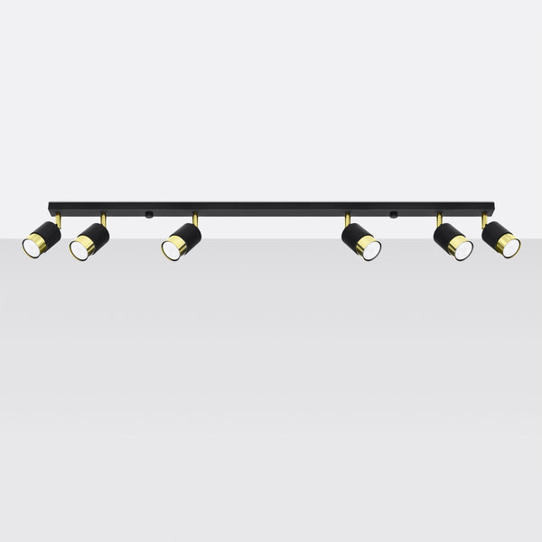 Plafonnier Double Cylindre 6 noir/doré